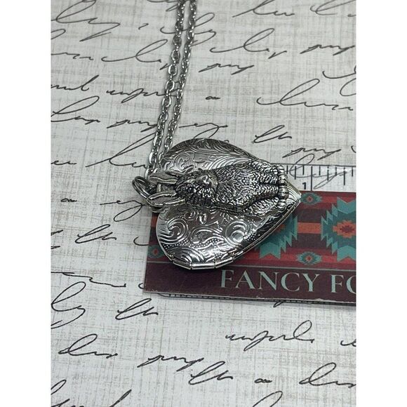 Heart SILVER BUNNY RABBIT Locket Necklace JEWELRY Pendant PHOTO Picture CAMEO - Picture 11 of 12